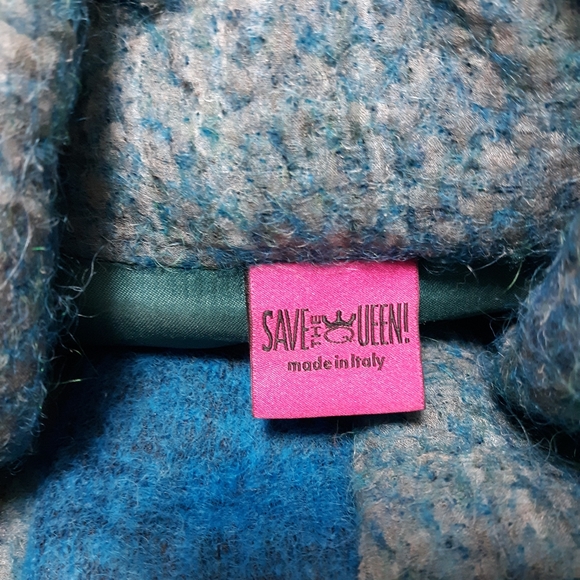 #12.Save the Queen Women's Coat. Size: Small. Aqua and Blue color. Made in Italy - Picture 10 of 16